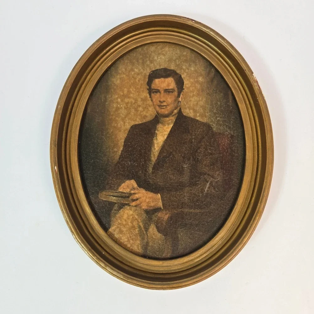 Vintage Colonial Gentleman Oval Framed Art Print by C. Bosseron Chambers NY